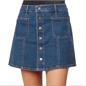 Altar’d State Back to School Snap Front Denim Mini Skirt Size XS